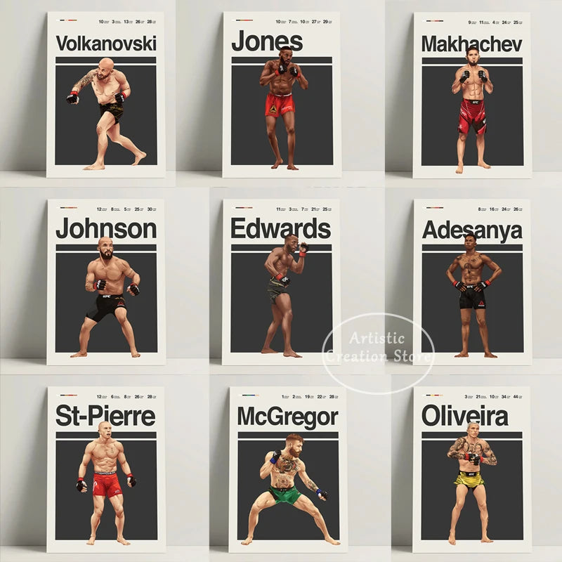 MMA Icons Series | 100% Cotton Posters | Vintage Minimalist Design